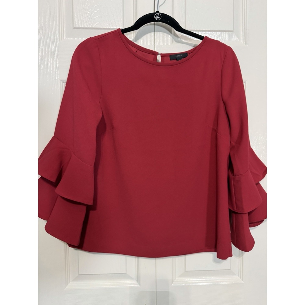 J Crew Women's Blouse Ruffled Sleeves Size 6